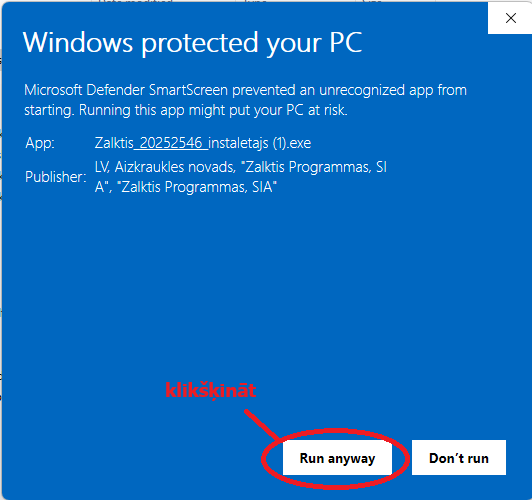 Windows SmartScreen 2.piemērs